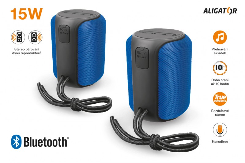 Bluetooth outdoor reproduktor ALIGATOR STEREO ABS3, modrá