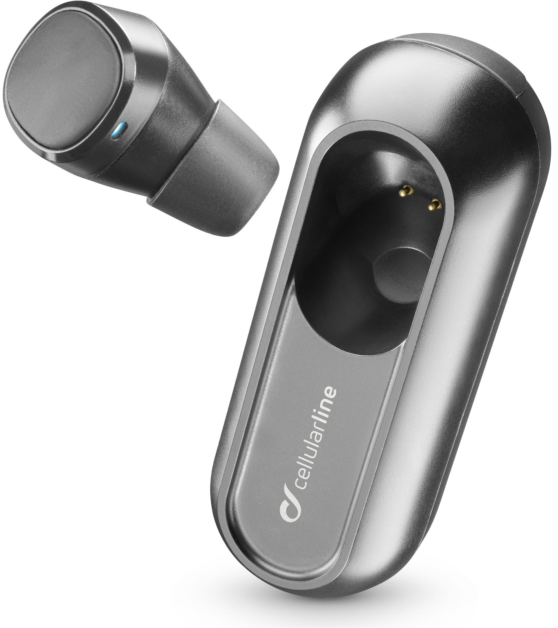 Bluetooth headset CellularLine Power Mini s nabíjacím puzdrom biela