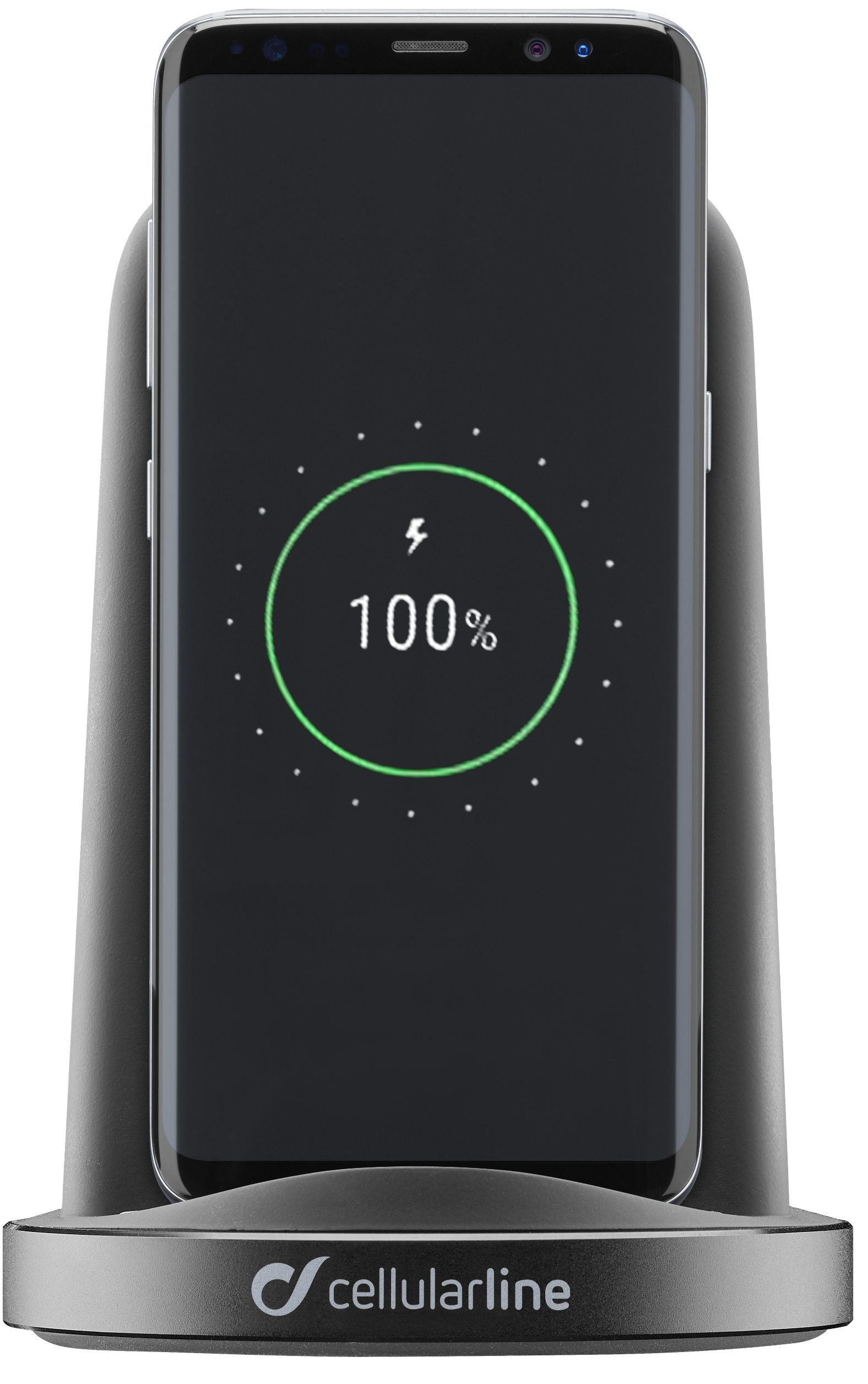 Stojanček pre bezdrôtové nabíjanie CellularLine Wireless Fast Charger Stand + Fast Charge adaptér 10W čierna