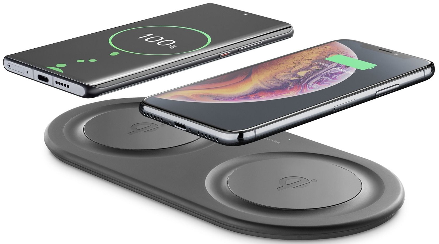 Bezdrôtová QI stanica CellularLine Wireless Fast Charger Dual, 2 x 10W, čierna