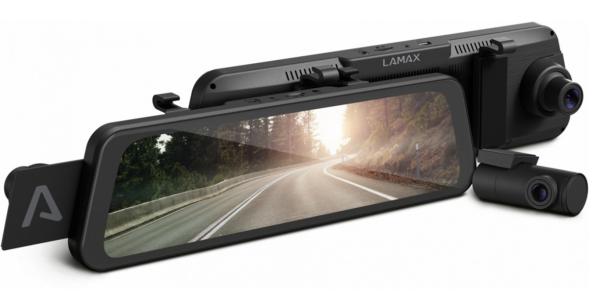 Chytré spätné zrkadlo Lamax S9 Dual GPS s externou kamerou