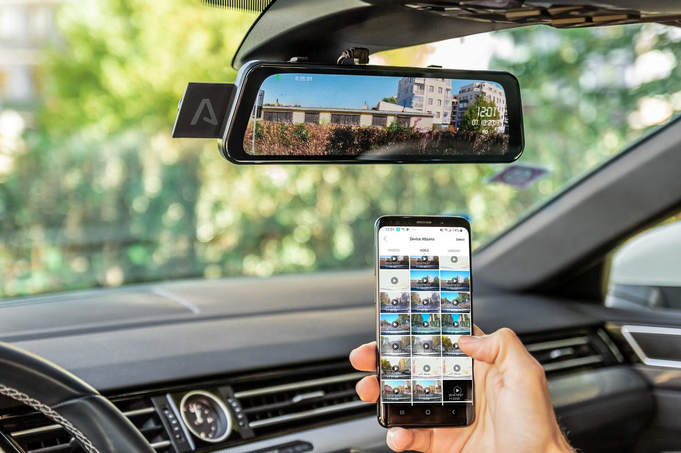 Chytré spätné zrkadlo Lamax S9 Dual GPS s externou kamerou