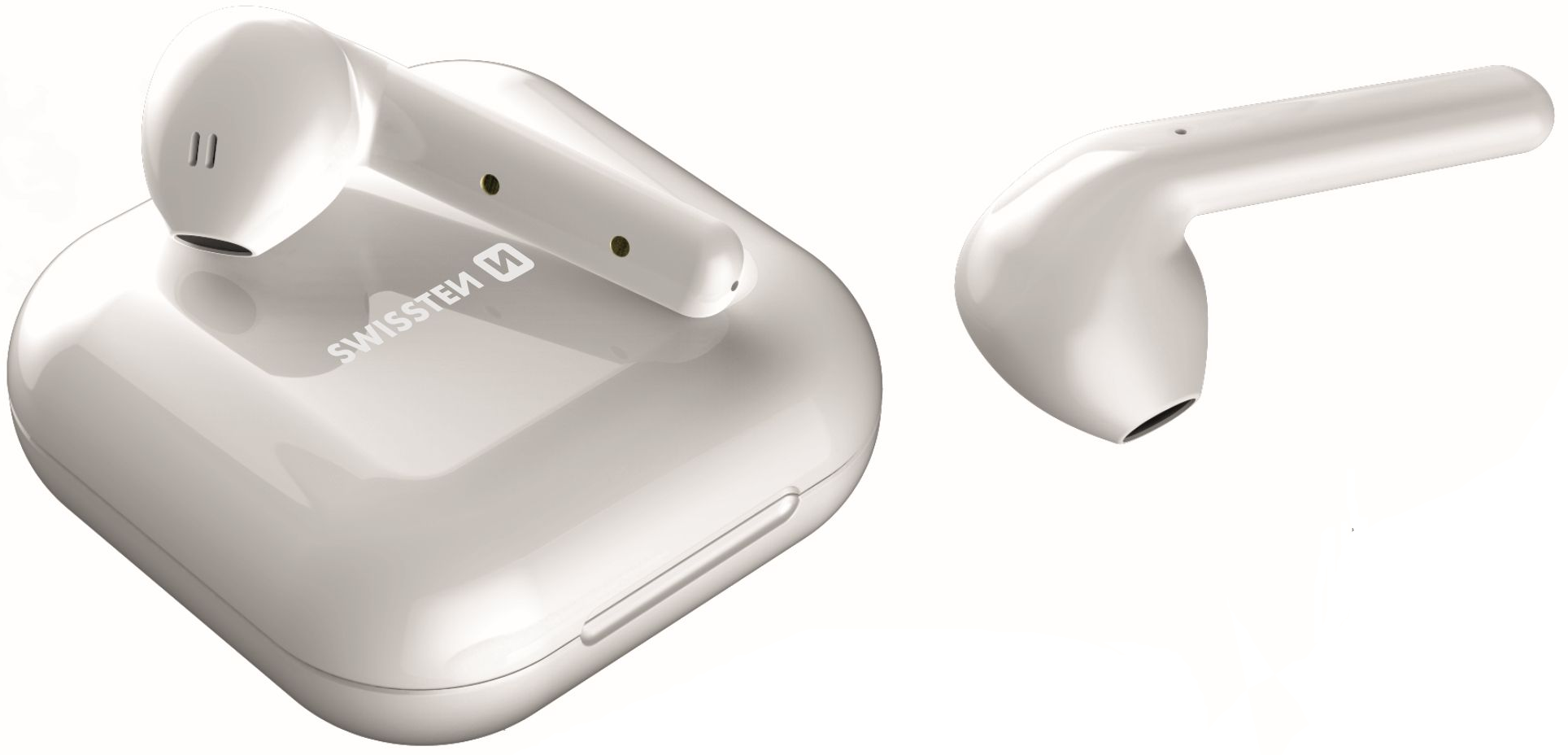 Bezdrôtové TWS slúchadlá Swissten Flypods, biela