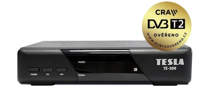 Set Top Box TESLA TE-300, DVB-T2 HEVC FTA prijímač a rekordér s USB, čierna