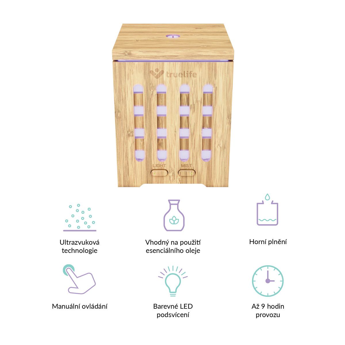 Aróma difuzér a zvlhčovač vzduchu TrueLife AIR Diffuser D7 Bamboo