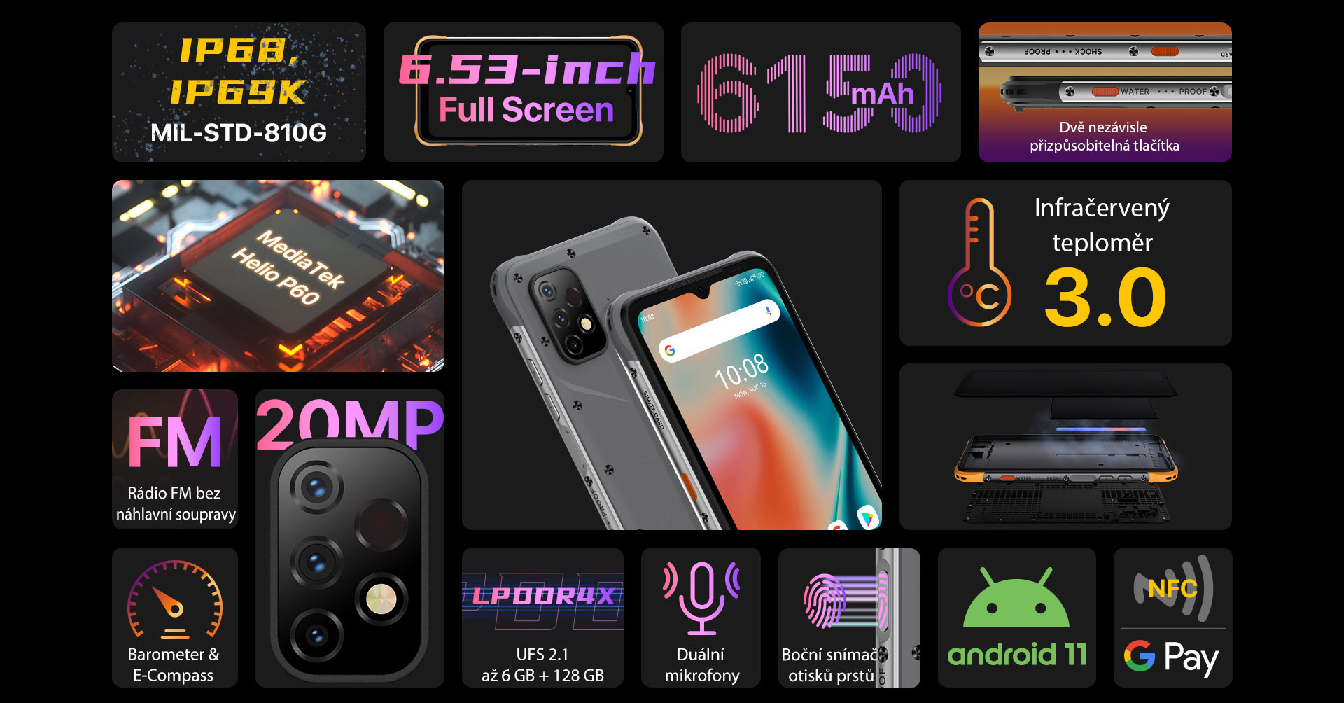 Umidigi Bison X10 Pre 4GB/128GB sivá