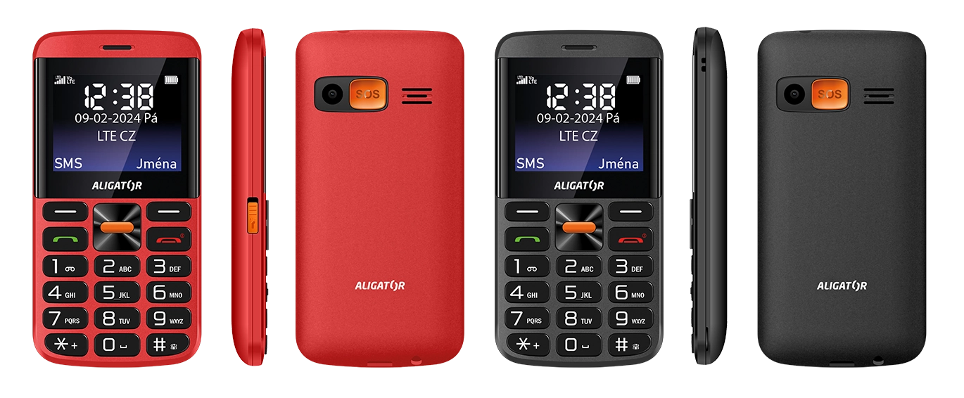 Aligator A910 4G Senior červená + nabíjecí stojánek