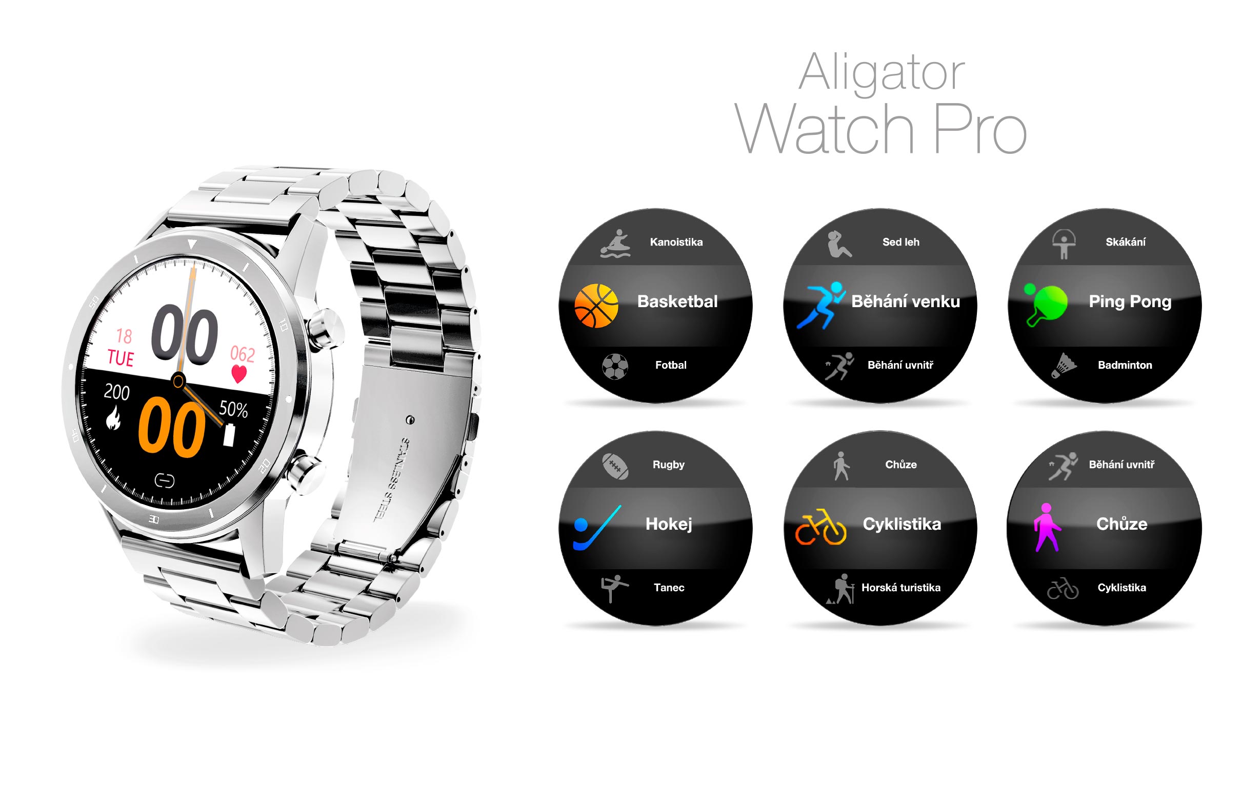 Aligator Watch Pro stříbrná