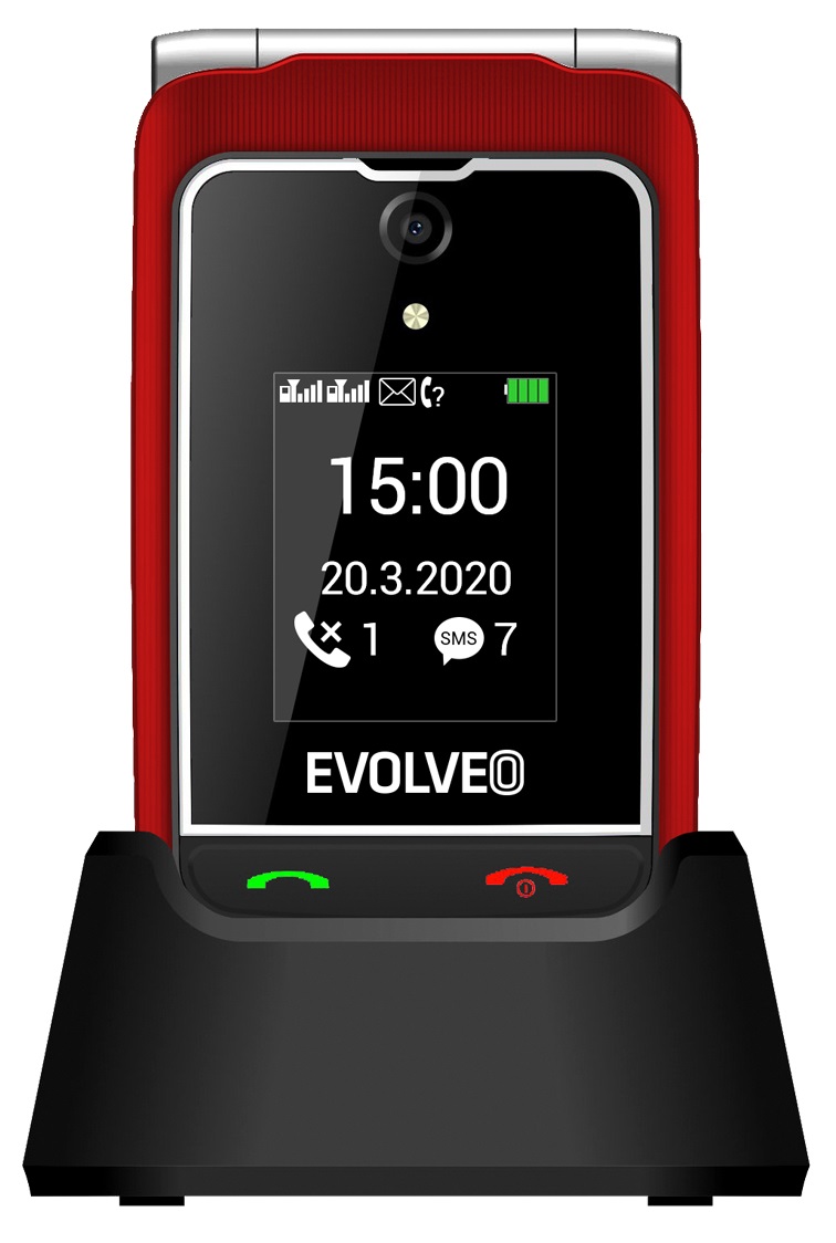 Evolveo EasyPhone FG s nabíjacím stojanom, červená