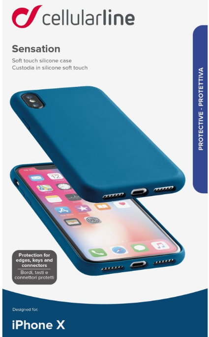 Silikónové puzdro CellularLine Sensation pre Apple iPhone X modrý