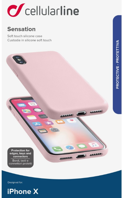 Silikónové puzdro CellularLine Sensation pre Apple iPhone X staroružový