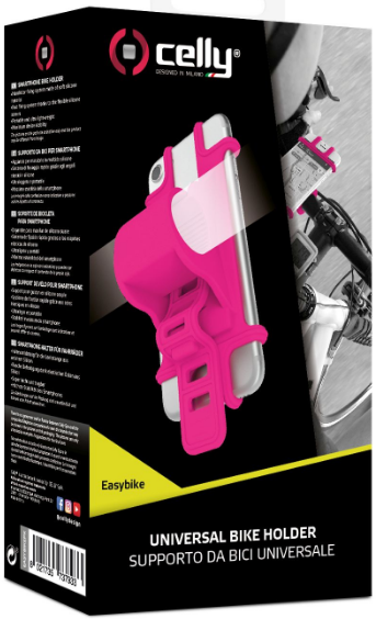 Univerzálny držiak na riadidlá Celly Easy Bike ružový