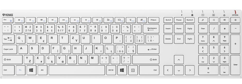 Bezdrôtová klávesnica Yenkee Trim biela