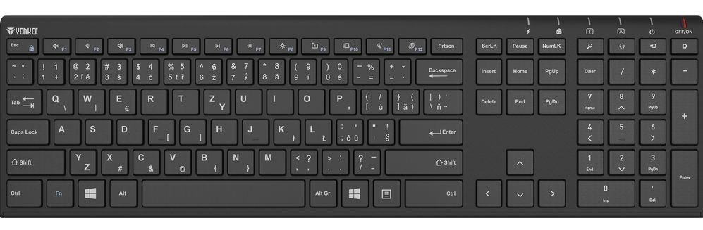 Bezdrôtová klávesnica Yenkee Trim čierna